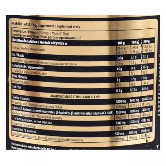 Kevin Levrone - Anabolic Mass Gainer Snickers 3KG (25 Servings)