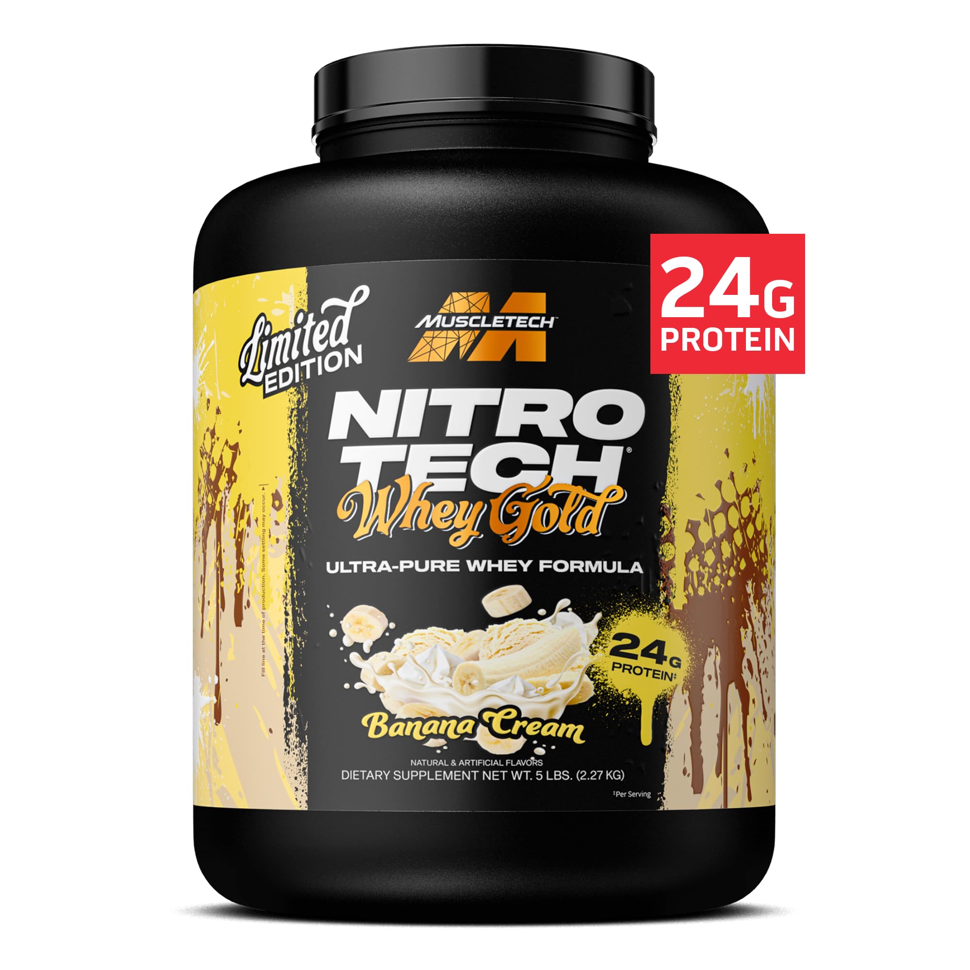 MuscleTech Nitro-Tech 100% Whey Gold | 2.27kg - 69 Servings (Banana Cream Flavor)