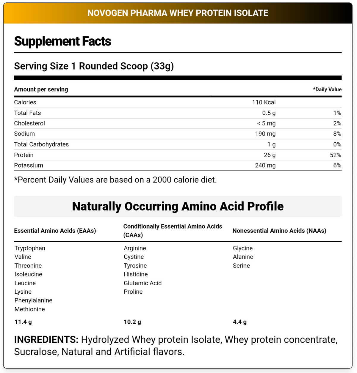 Novogen Pharma - Whey Protein Isolate 1kg - 30 Servings