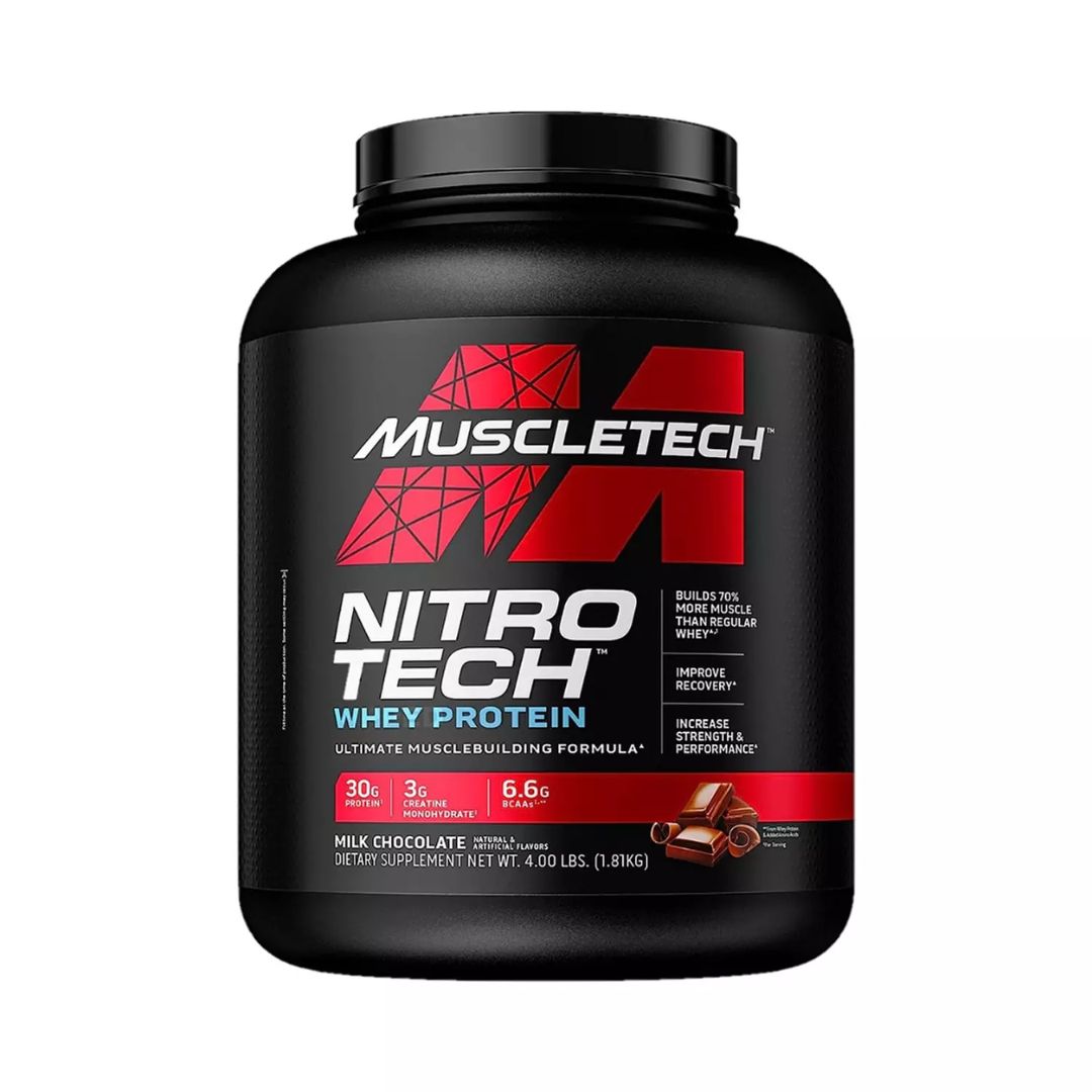 MuscleTech Nitro‑Tech Whey Protein – 1.81 kg - 40 Servings with 3 g Creatine