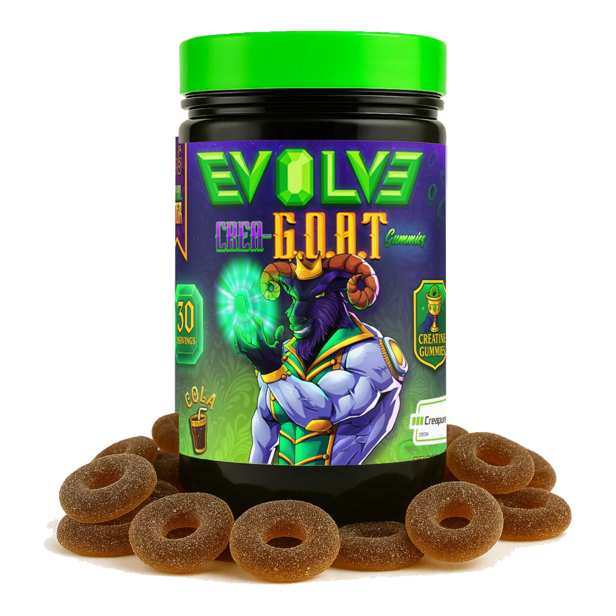 Evolve Crea-Goat Gummies | 30 Servings (Cola Flavor - Creatine Performance Gummies)