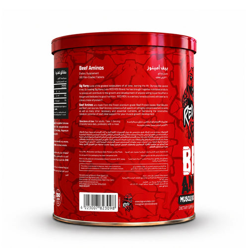 Big Ramy Labs Red Rex Beef Aminos | 300 Film-Coated Tablets (Hydrolyzed Beef Protein Isolate)