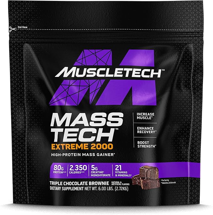 MuscleTech Mass-Tech Extreme 2000 | 6 lbs (2.72kg) - Triple Chocolate Elite Mass Gainer