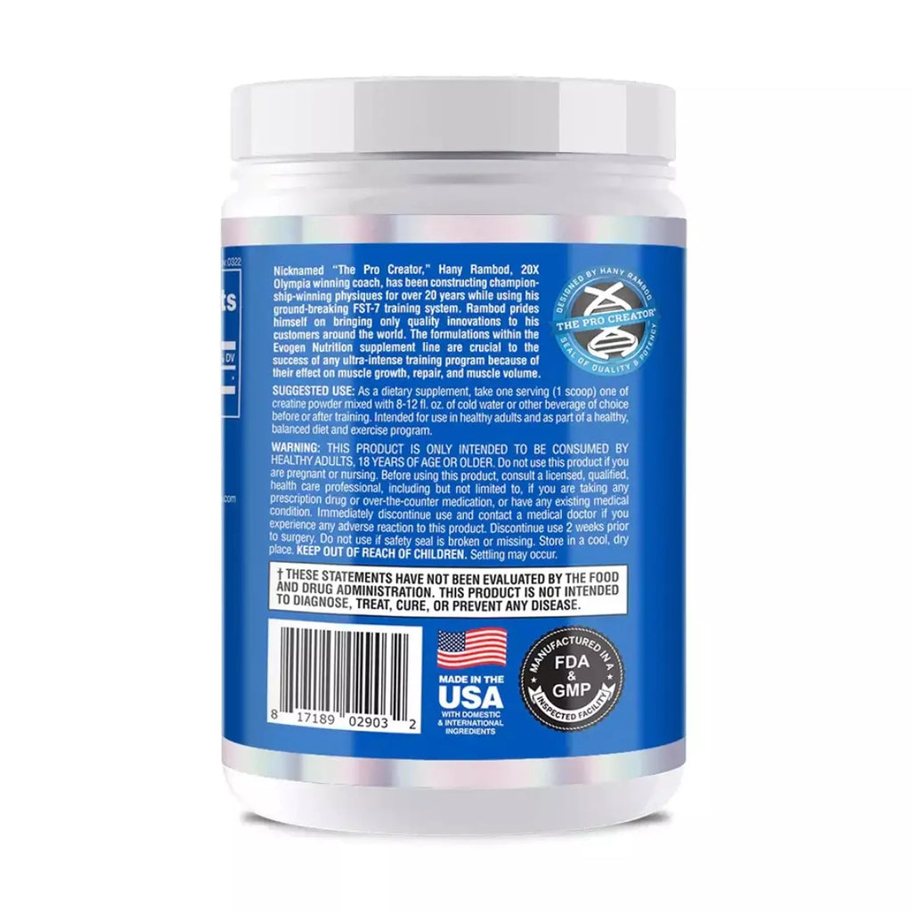 Evogen Pure Creatine Monohydrate – Unflavored – 60 Servings